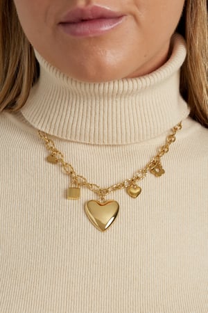 Halskette mit Charm „Locked Love“ – Goldfarbe - Goldfarbefarbe h5 Bild2